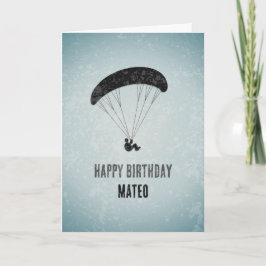 Tarjeta Gráfico de parapente moderno en cumpleaños Metaliz