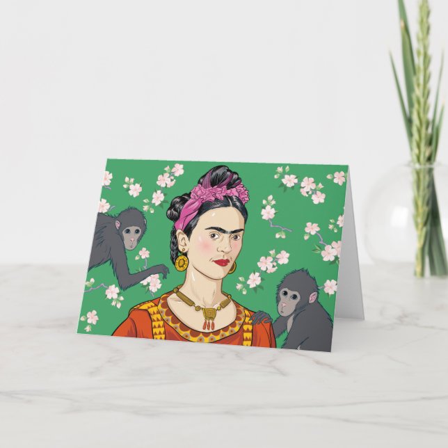 Tarjeta Gráfico del mono Frida Kahlo (Anverso)
