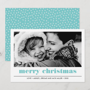Tarjeta Gráfico mínimo Aqua Merry Christmas Photo
