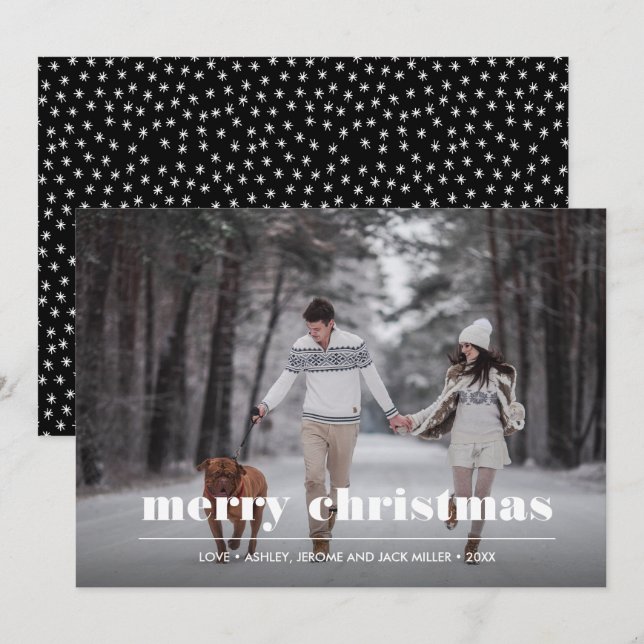 Tarjeta Gráfico mínimo | Foto de Navidades negros (Anverso / Reverso)