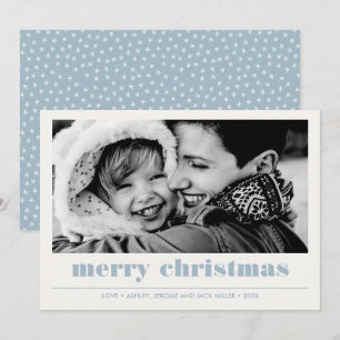 Tarjeta Gráfico mínimo   Fotos navideñas de Blue Merry Lig