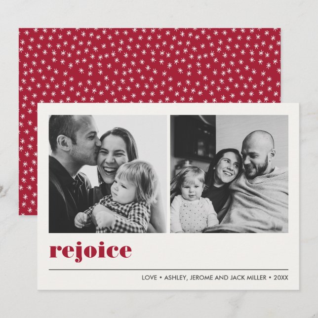 Tarjeta Gráfico mínimo | Red Rejoice Navidades 2 Foto (Anverso / Reverso)