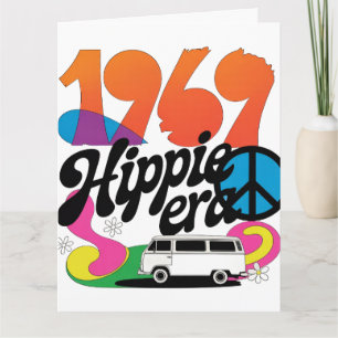 Tarjeta Gráfico Retro de la Era Hippie 1969 con Símbolo de