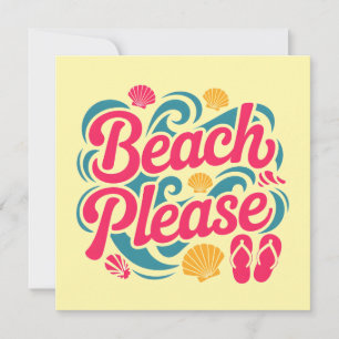 Tarjeta Gráfico Retro de Tipografía Rosa: Por Favor Playa