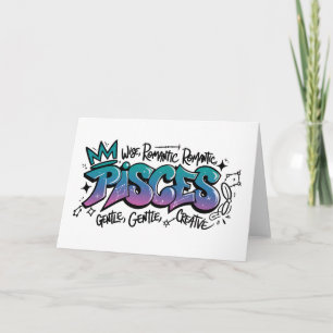 Tarjeta Grafiti de Zodíaco Piscis