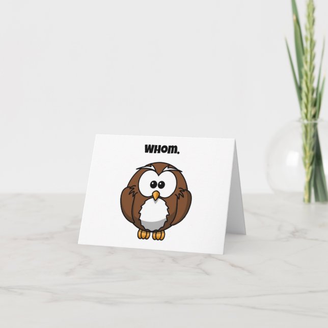 Tarjeta Grammar Owl Personalizado gracioso para escritores (Anverso)