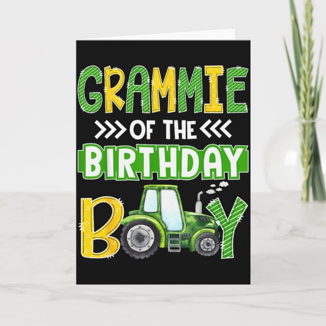 Tarjeta Grammie Of The Birthday Boy Tractors Farm Trucks F (Anverso)