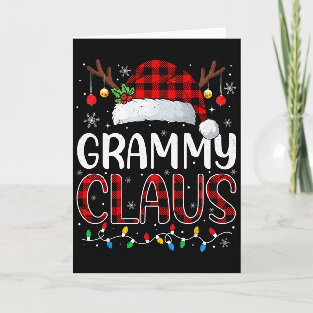 Tarjeta Grammy Claus Christmas Lights Pajama Family Matchi (Anverso)