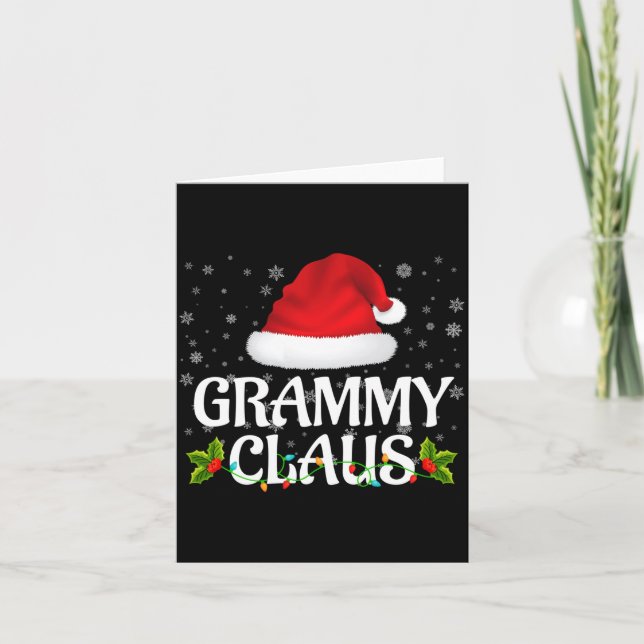 Tarjeta Grammy Claus Christmas Lights Santa Pajama Family  (Anverso)