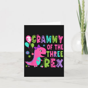 Tarjeta Grammy de los tres dinosaurios Rex T-rex cumpleaño
