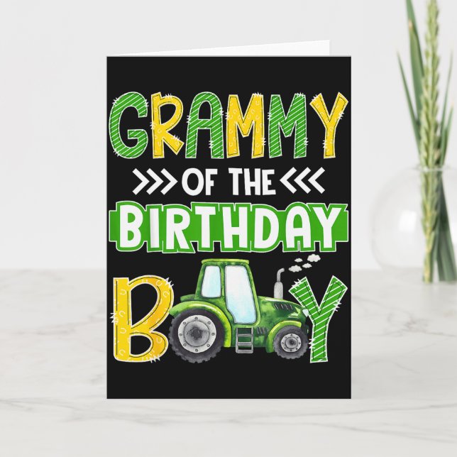 Tarjeta Grammy Of The Birthday Boy Tractors Farm Trucks Fa (Anverso)