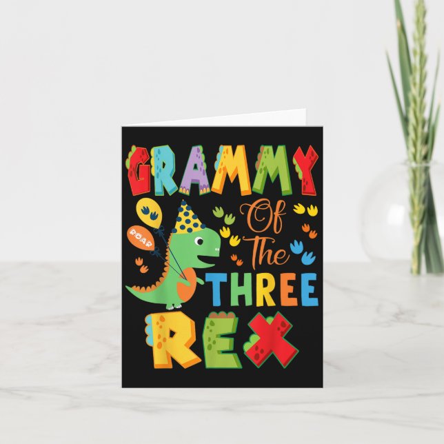 Tarjeta Grammy Of The Three Rex 3Natal Boy Dinosaur (Anverso)
