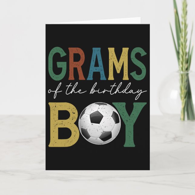 Tarjeta Gramos De Fútbol Del Niño De Cumpleaños Combinando (Anverso)