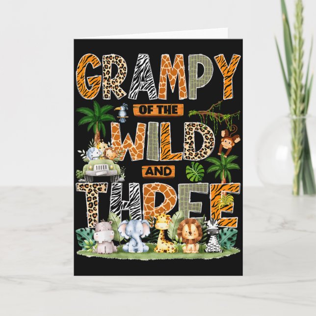 Tarjeta Grampy Of The Wild &amp; Three Zoo 3rd Birthday Sa (Anverso)