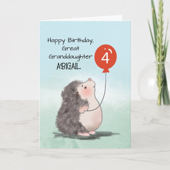 Tarjeta Gran Abuela 4º Globo de Hedgehog de cumpleaños (Anverso)