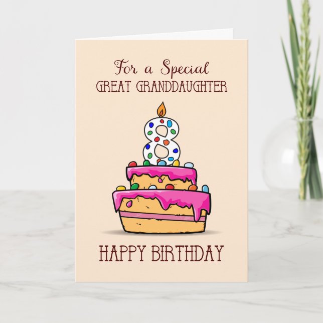 Tarjeta Gran Abuela 8 cumpleaños, 8 en dulce pastelería (Anverso)