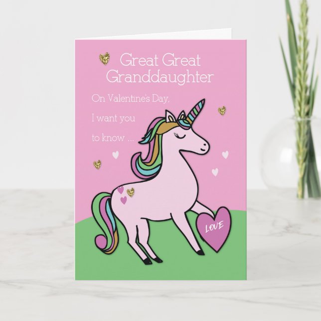 Tarjeta Gran Abuela El día de San Valentín Unicornio (Anverso)