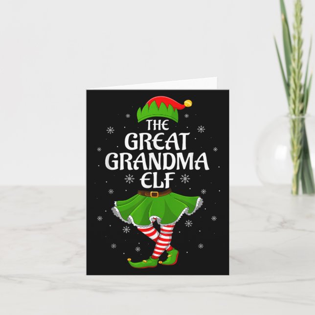 Tarjeta Gran Abuela Elf Navidades Familia Chicas Elf (Anverso)