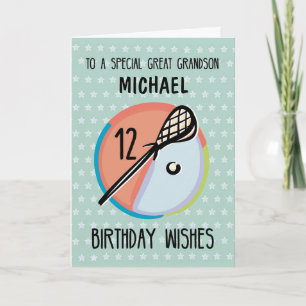 Tarjeta Gran Abuelo 12º cumpleaños Lacrosse Sport Person