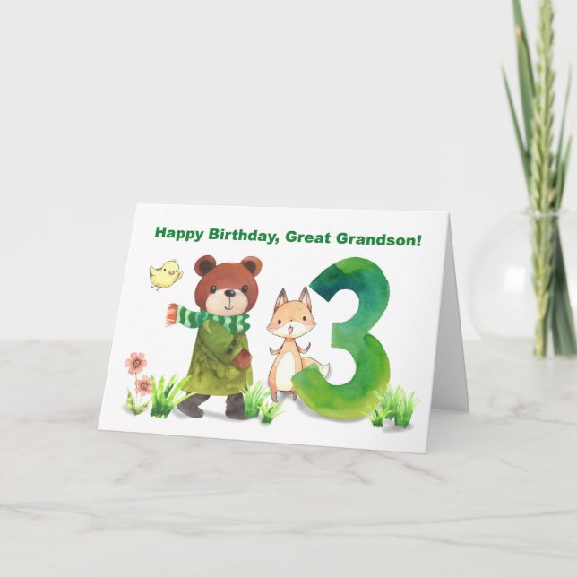 Tarjeta Gran Abuelo 3er cumpleaños Fox Big Five (Anverso)