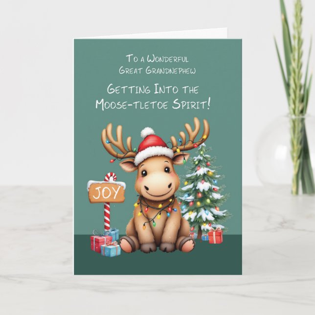 Tarjeta Gran Abuelo Adorable Funny Moose Navidades (Anverso)