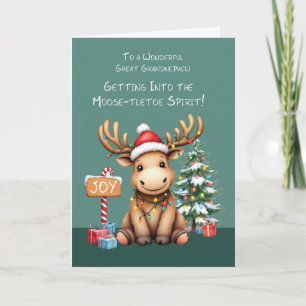 Tarjeta Gran Abuelo Adorable Funny Moose Navidades