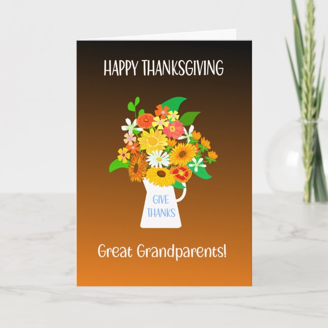 Tarjeta Gran Abuelo Día de Acción de Gracias Bouquet de Fl (Anverso)