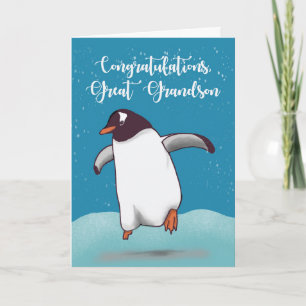 Tarjeta Gran Abuelo Felicita a Penguin Jumping Joy