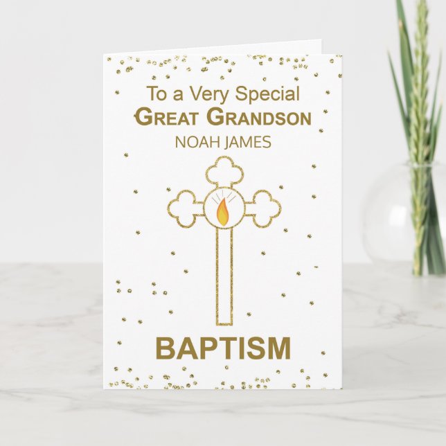 Tarjeta Gran Abuelo Nombre Personalizado Baptismo Oro Aspe (Anverso)
