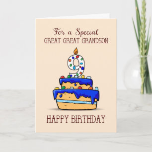 Tarjeta Gran Abuelo Noveno cumpleaños, dulce pastel azul