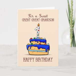 Tarjeta Gran Abuelo Primer cumpleaños, dulce pastel azul