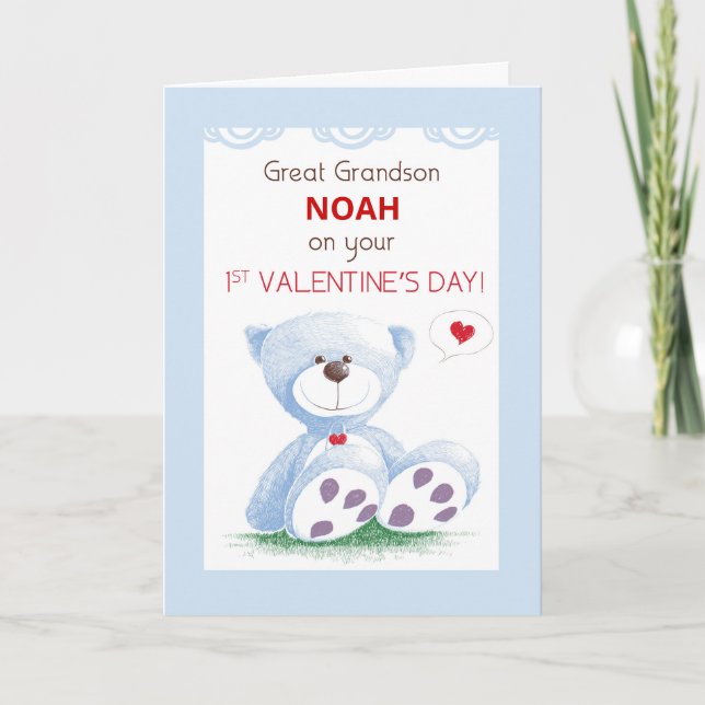 Tarjeta Gran Abuelo Primer Día de San Valentín Teddy Bear (Anverso)