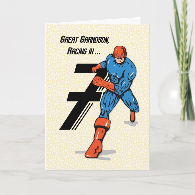 Tarjeta Gran Abuelo Superhéroe de cumpleaños 7 (Anverso)