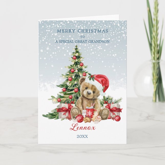 Tarjeta Gran Abuelo Teddy Oso Árbol de Navidad (Anverso)