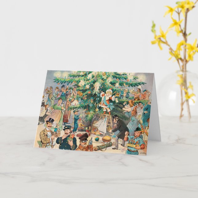 Tarjeta Gran árbol de Navidad de dibujos animados para niñ (flor amarilla)