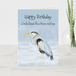 Tarjeta Gran Blue Heron Bird Personalidad Fun Cumpleaños