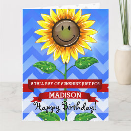 Tarjeta Gran carta del Personalizado del girasol de cumple