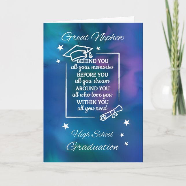 Tarjeta Gran cita de graduación de secundaria de sobrino (Anverso)