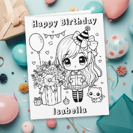 Tarjeta Gran color Me Anime Chica Cumpleaños