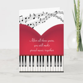 Tarjeta Gran Corazón de Piano Musical Por Aniversario