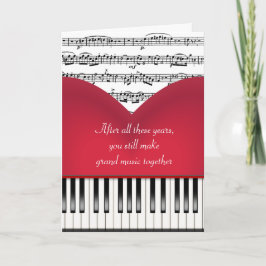 Tarjeta Gran Corazón de Piano Musical Por Aniversario