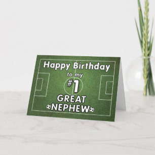 Tarjeta Gran Cumpleaños de Fútbol de sobrino con Campo de