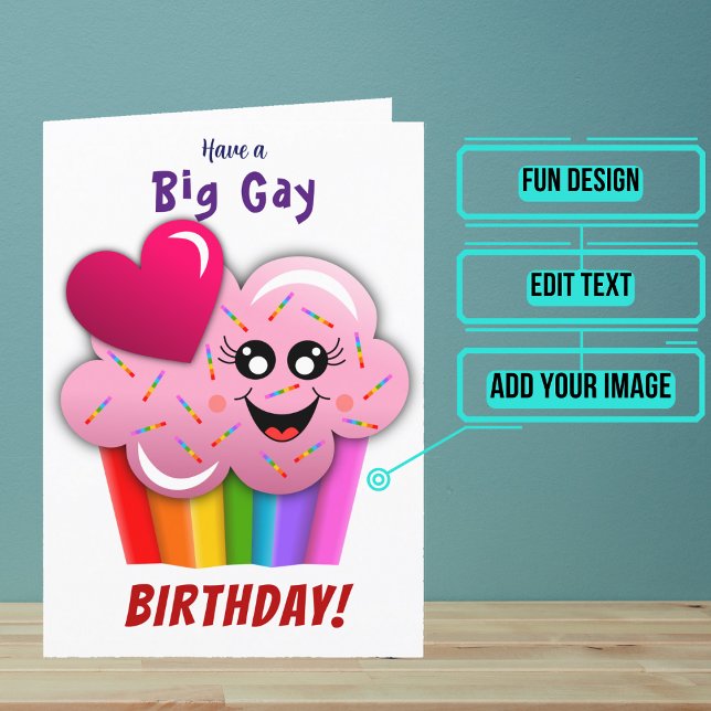 Tarjeta Gran cumpleaños de la pastelería gay (Wish a very Happy Birth - gay to your favorite human with this LGBTQ+ inspired birthday card. )