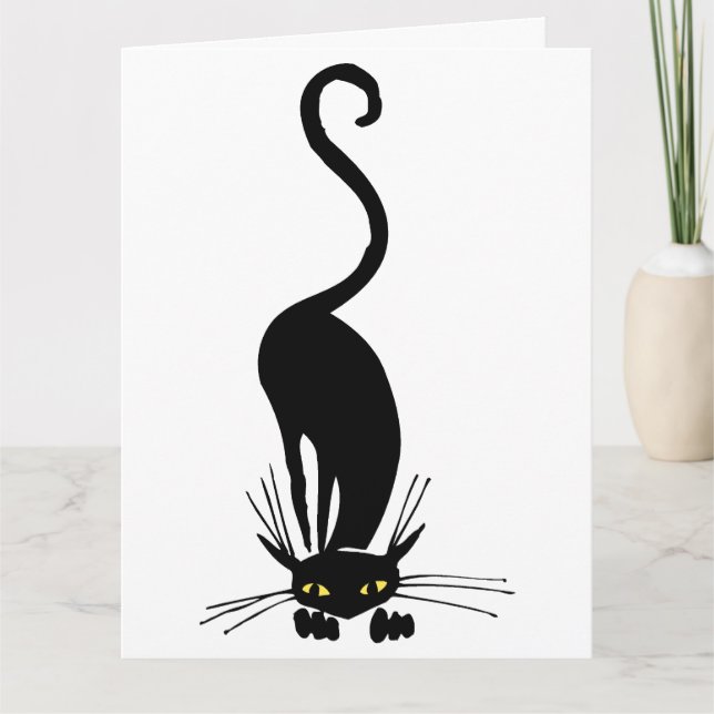 Tarjeta Gran cumpleaños elegante gato negro esnifado (Anverso)