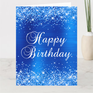 Tarjeta Gran cumpleaños feliz de Royal Blue en Purpurinoso