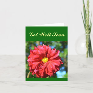 Tarjeta "Gran Dahlia Roja Con Centro De 'Botón' Amarillo"