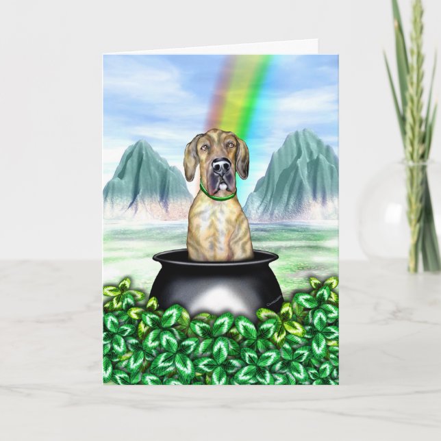 Tarjeta Gran Dane Brindle UC Pot O Gold (Anverso)