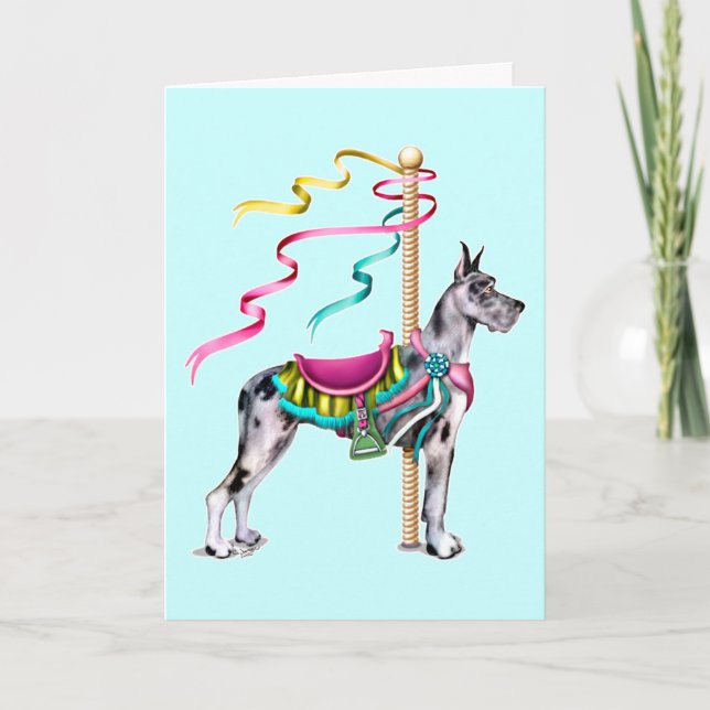 Tarjeta Gran Dane Merle Carousel - Personalizado (Anverso)