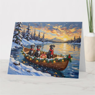 Tarjeta Gran Danés Barco de Navidad Fiesta