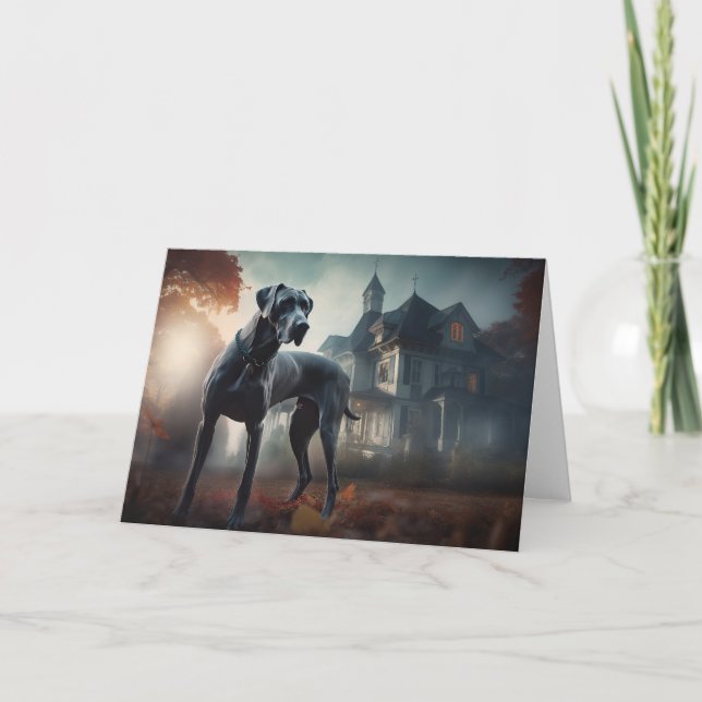 Tarjeta Gran Danés de Halloween Aterrador (Anverso)
